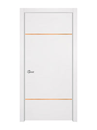 Glacier White Interior Door Slab - Elevar 2W Inlay Design in Brushed Rose Gold epoxy