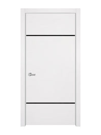 Glacier White Interior Door Slab - Elevar 2W Inlay Design in Glossy Black epoxy