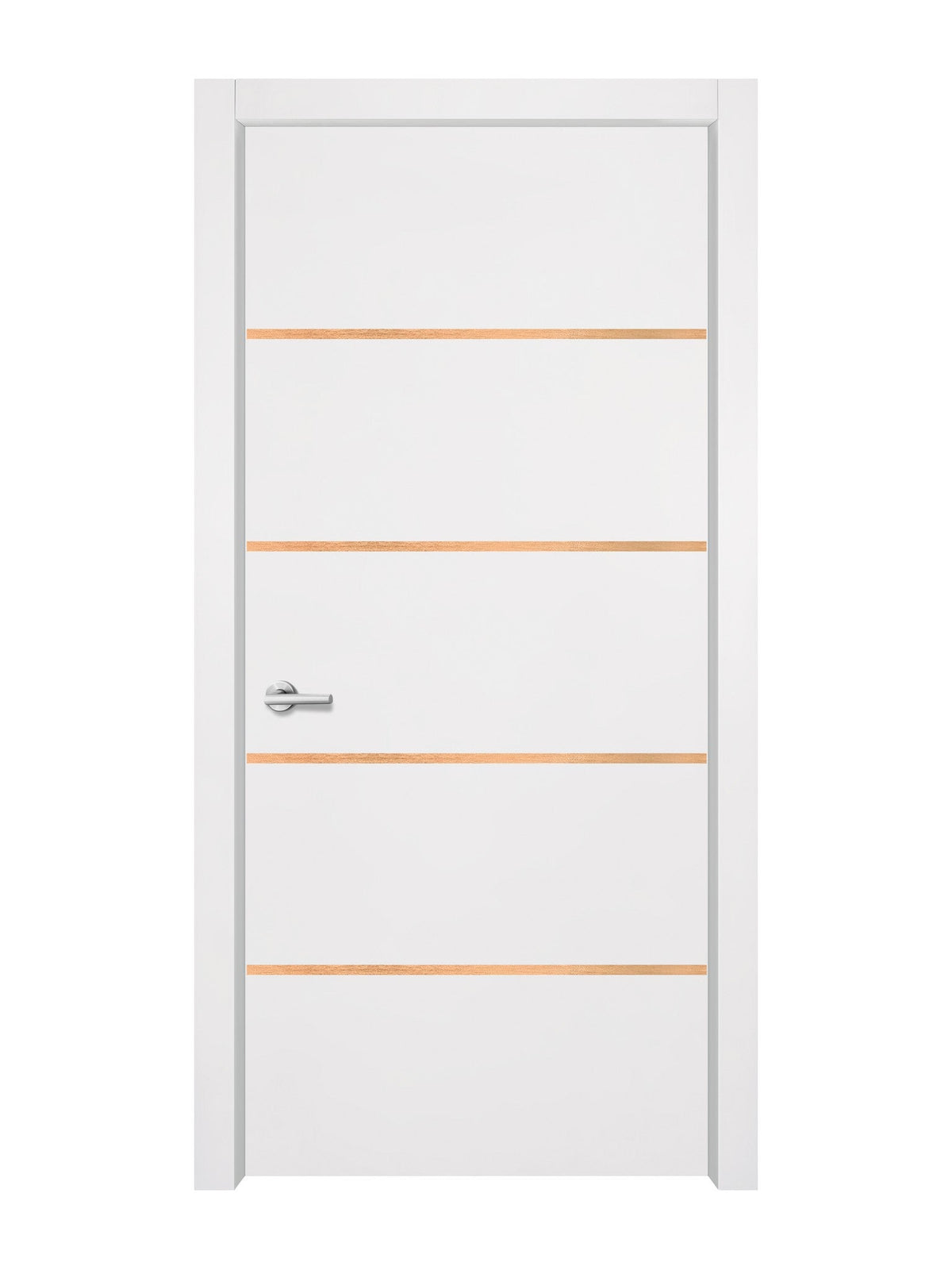 Glacier White Interior Double Door Slabs - Elevar 4 Inlay Design in Brushed Rose Gold epoxy
