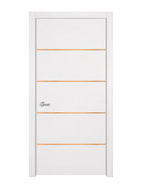 Glacier White Interior Double Door Slabs - Elevar 4 Inlay Design in Brushed Rose Gold epoxy