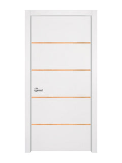 Glacier White Interior Double Door Slabs - Elevar 4 Inlay Design