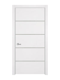 Glacier White Interior Door Slab - Elevar 4 Inlay Design in Satin Silver epoxy