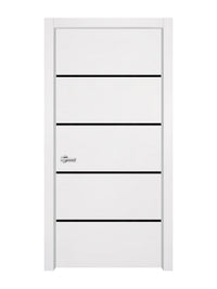 Glacier White Interior Door Slab - Elevar 4 Inlay Design in Glossy Black epoxy