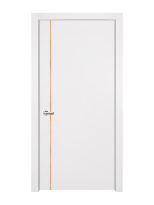 Glacier White Interior Door Slab - Aliyah 1L Inlay Design in Brushed Rose Gold epoxy