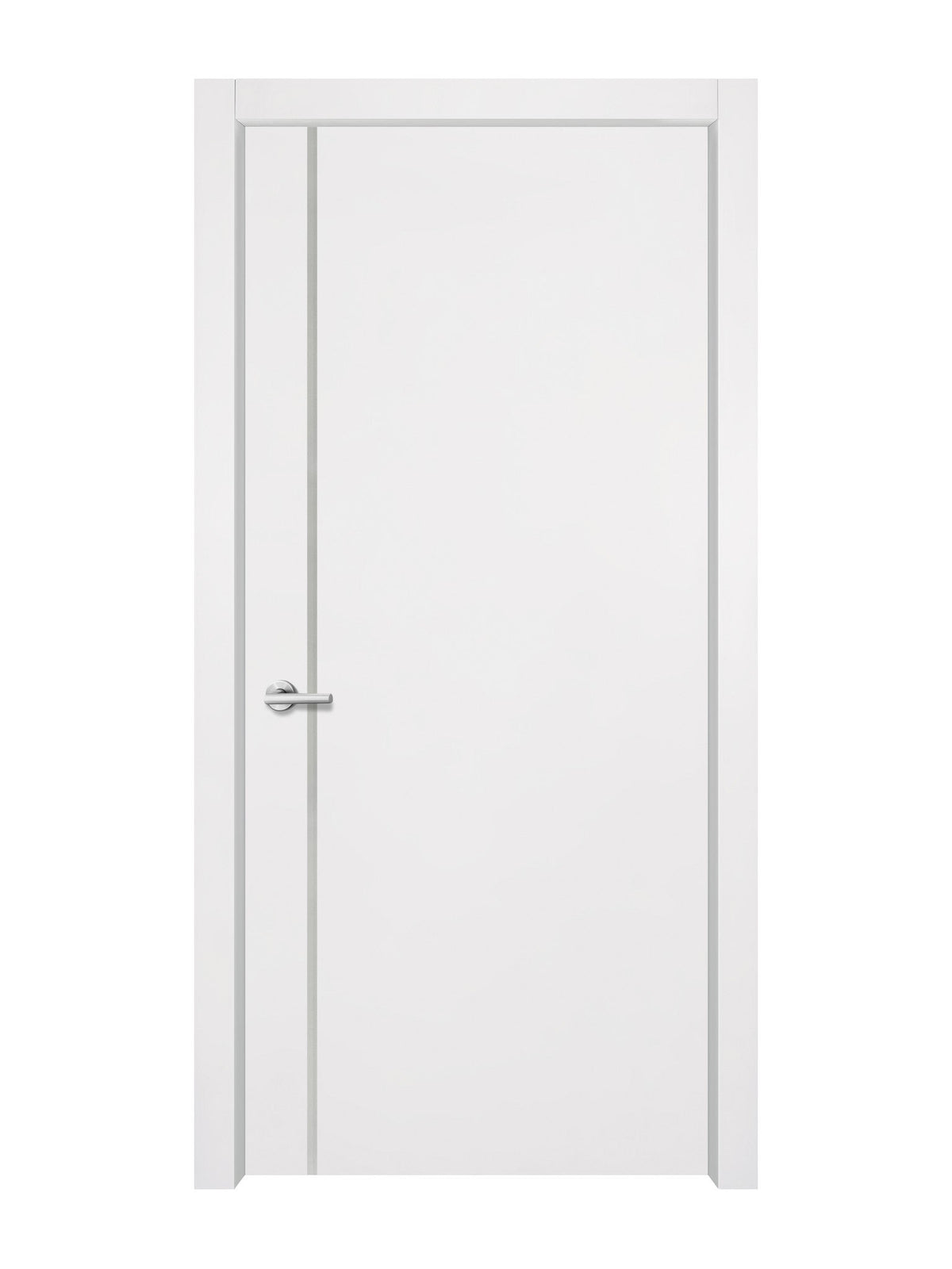 Glacier White Interior Door Slab - Aliyah 1L Inlay Design in Satin Silver epoxy