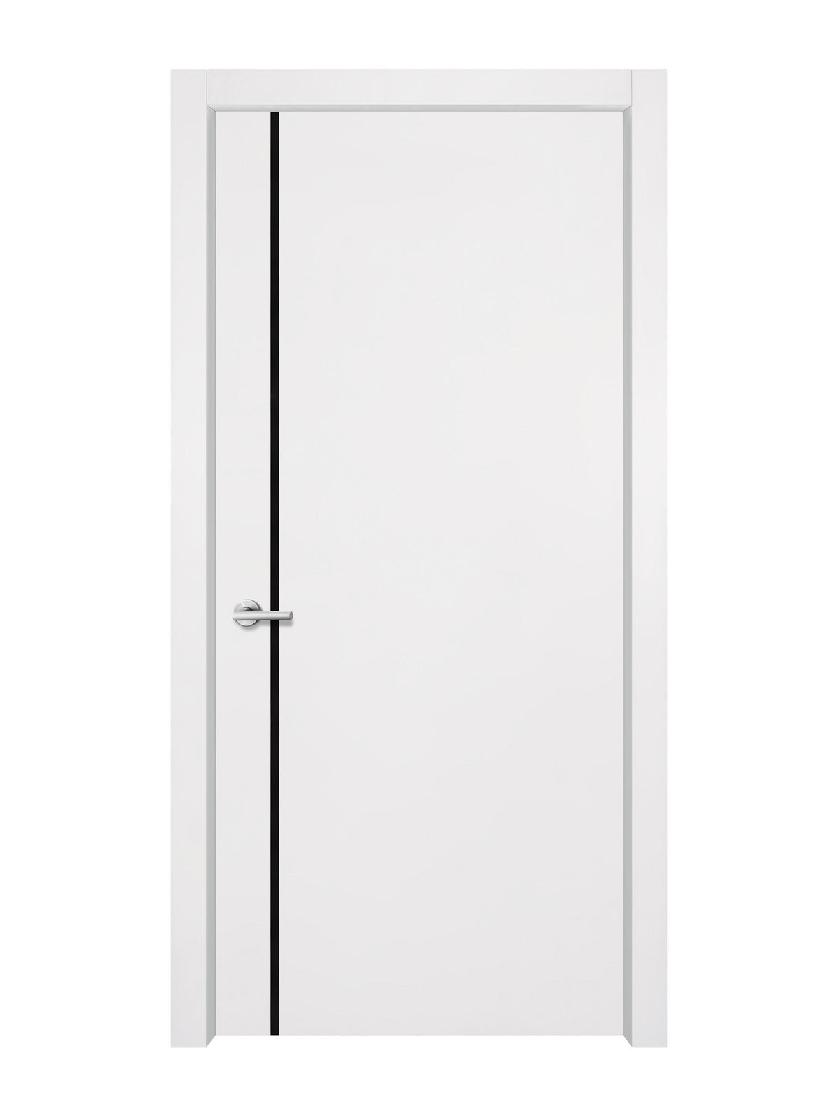 Glacier White Interior Door Slab - Aliyah 1L Inlay Design in Glossy Black epoxy