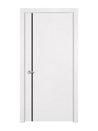 Glacier White Interior Door Slab - Aliyah 1L Inlay Design in Glossy Black epoxy