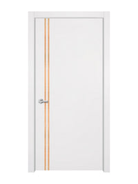 Glacier White Interior Door Slab - Aliyah 2L Inlay Design in Brushed Rose Gold epoxy