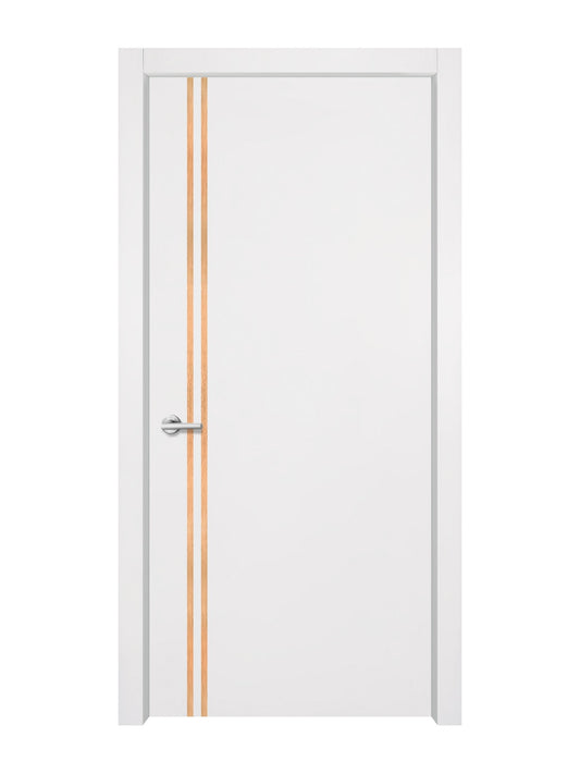 Glacier White Interior Door Slab - Aliyah 2L Inlay Design in Brushed Rose Gold epoxy