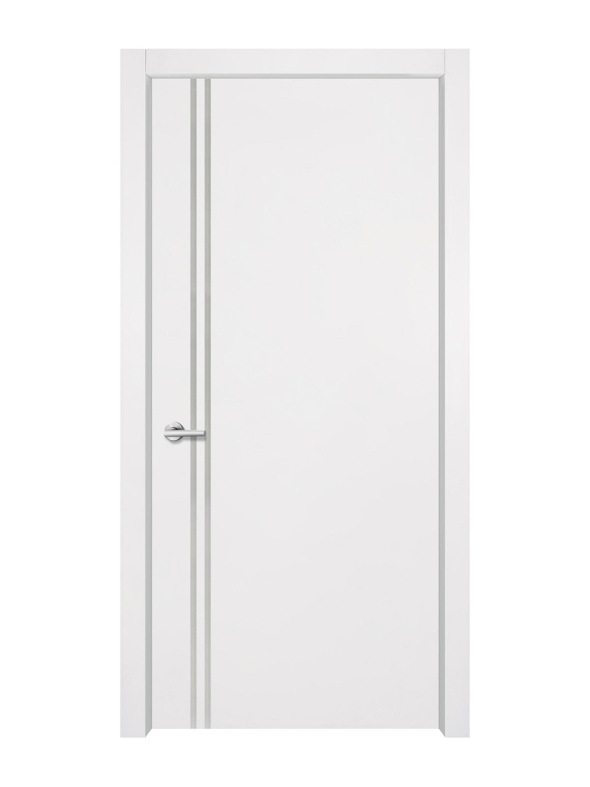 Glacier White Interior Door Slab - Aliyah 2L Inlay Design in Satin Silver epoxy