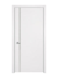 Glacier White Interior Door Slab - Aliyah 2L Inlay Design in Satin Silver epoxy