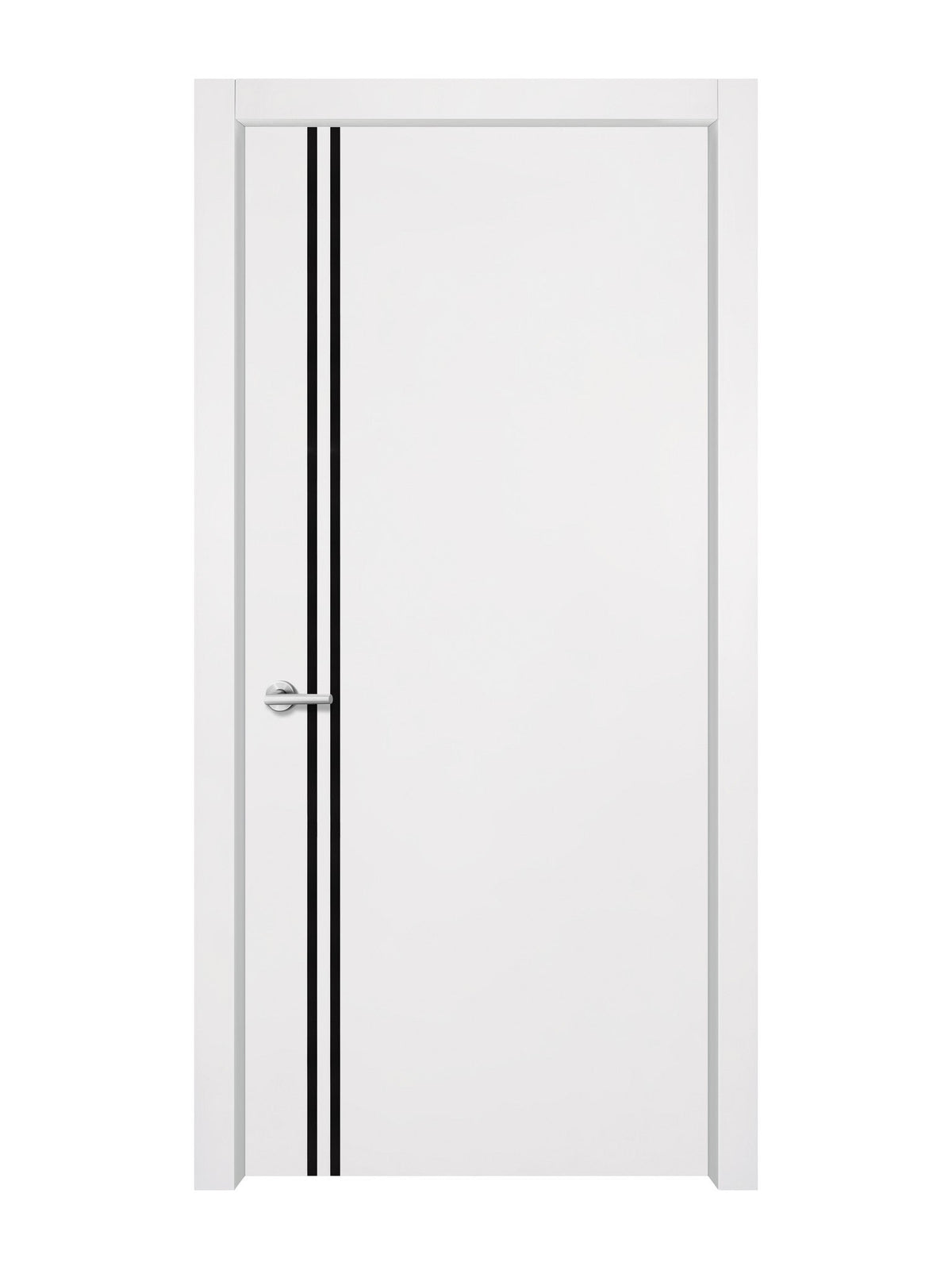 Glacier White Interior Door Slab - Aliyah 2L Inlay Design in Glossy Black epoxy