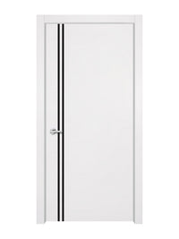Glacier White Interior Door Slab - Aliyah 2L Inlay Design in Glossy Black epoxy