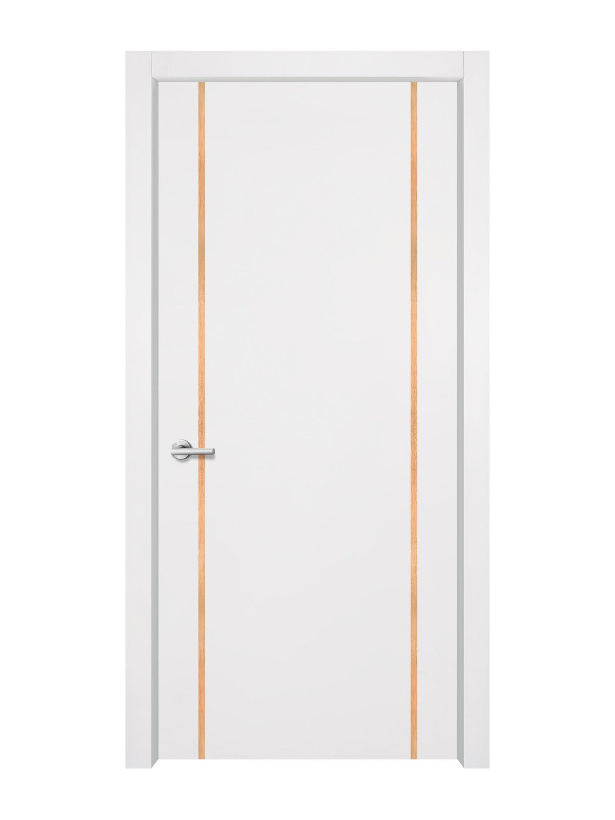 Glacier White Interior Double Door Slabs - Aliyah 2 Inlay Design in Brushed Rose Gold epoxy