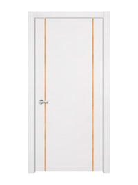 Glacier White Interior Double Door Slabs - Aliyah 2 Inlay Design in Brushed Rose Gold epoxy