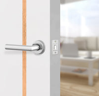 Glacier White Interior Door Slab - Aliyah 2 Inlay Design in Brushed Rose Gold epoxy, angled view