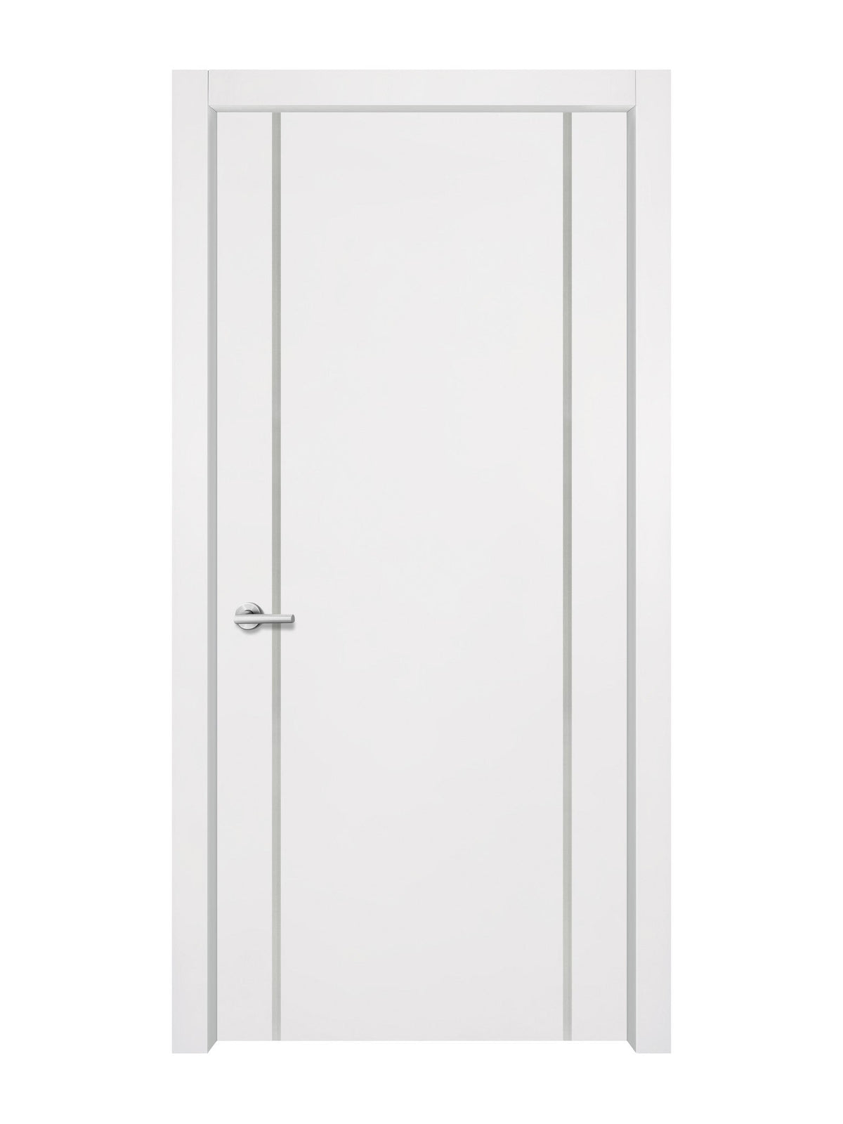 Glacier White Interior Double Door Slabs - Aliyah 2 Inlay Design in Satin Silver epoxy