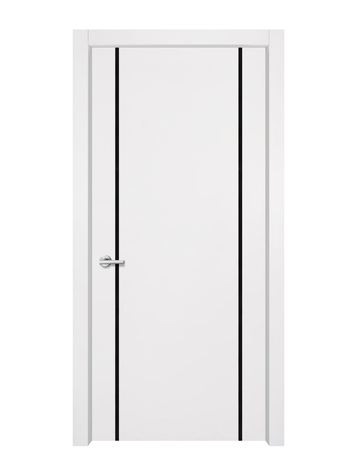 Glacier White Interior Door Slab - Aliyah 2 Inlay Design in Glossy Black epoxy