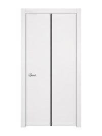 Glacier White Interior Double Door Slabs - Aliyah 1C Inlay Design in Glossy Black epoxy