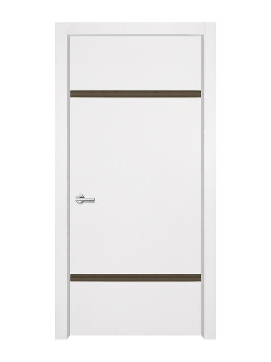 Glacier White Interior Double Door Slabs - Elevar 2W Inlay Design in Bronze epoxy