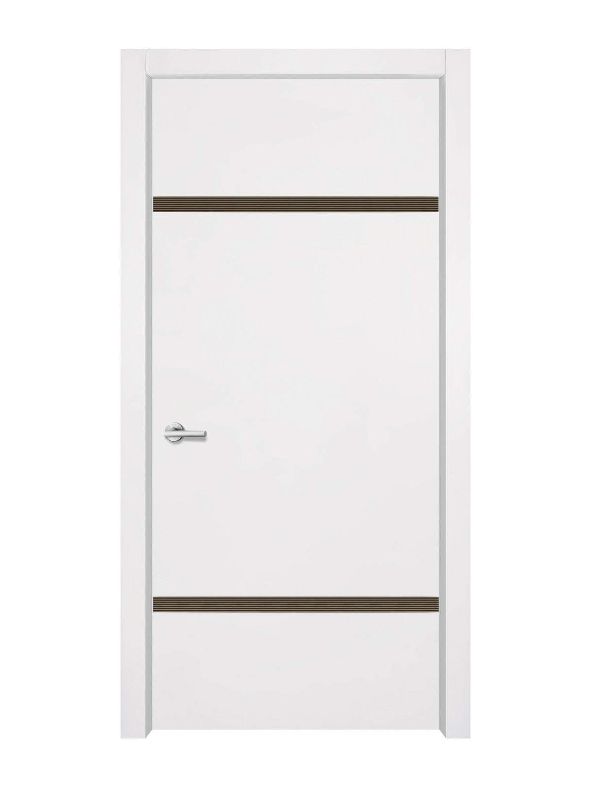 Glacier White Interior Door Slab - Elevar 2W Inlay Design in Bronze epoxy