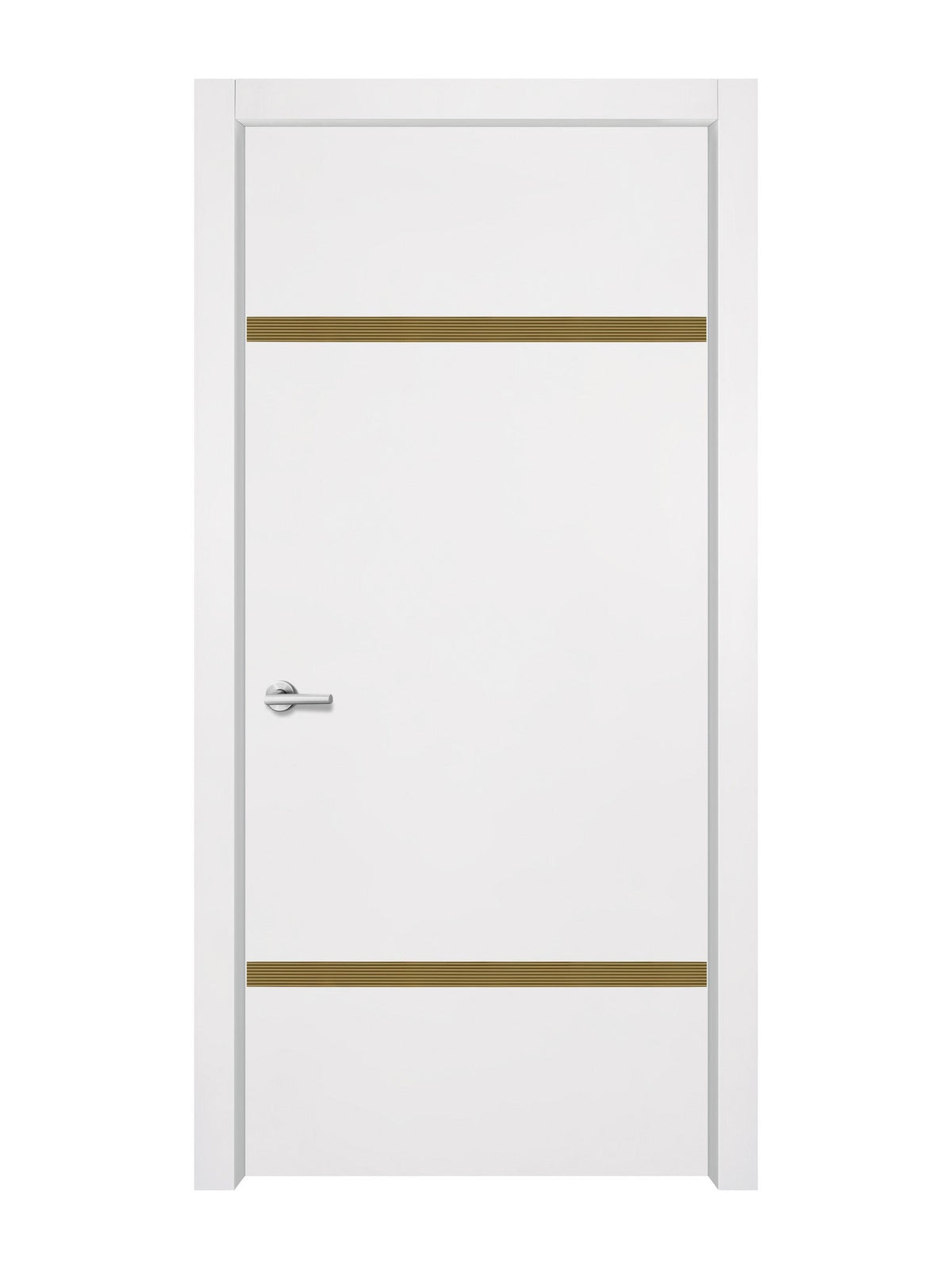Glacier White Interior Double Door Slabs - Elevar 2W Inlay Design in Gold epoxy