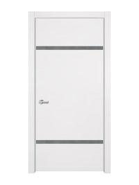 Glacier White Interior Double Door Slabs - Elevar 2W Inlay Design in Gray epoxy
