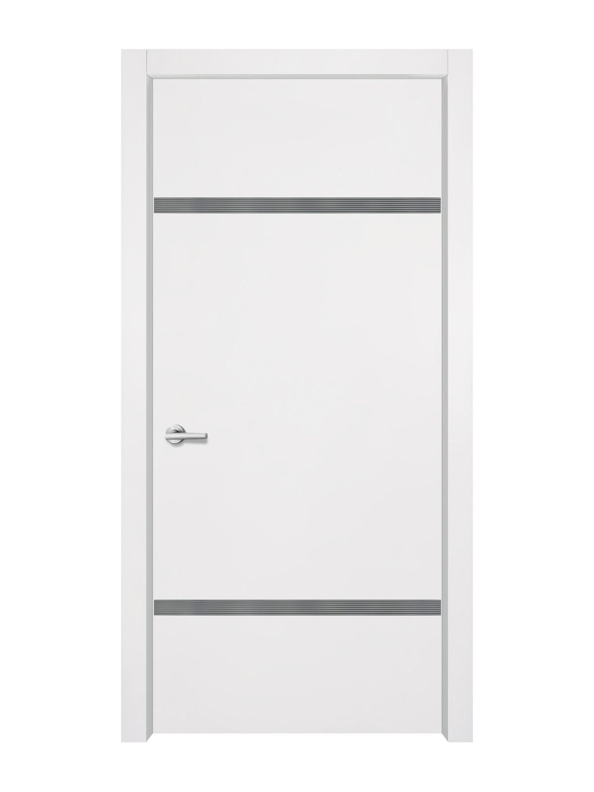 Glacier White Interior Door Slab - Elevar 2W Inlay Design in Gray epoxy