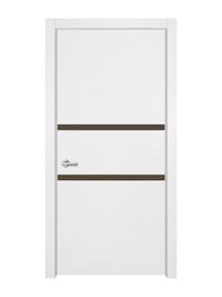 Glacier White Interior Double Door Slabs - Elevar 2N Inlay Design in Bronze epoxy