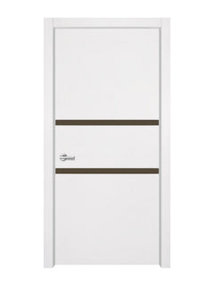 Glacier White Interior Double Door Slabs - Elevar 2N Inlay Design (I5002)