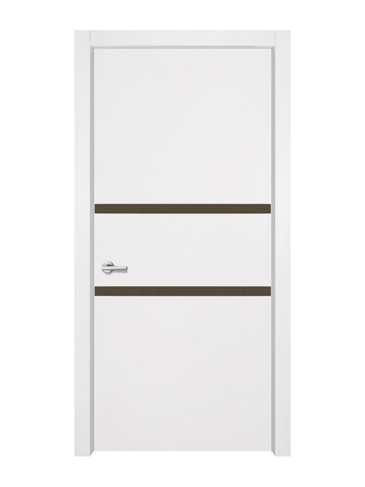 Glacier White Interior Double Door Slabs - Elevar 2N Inlay Design in Bronze epoxy