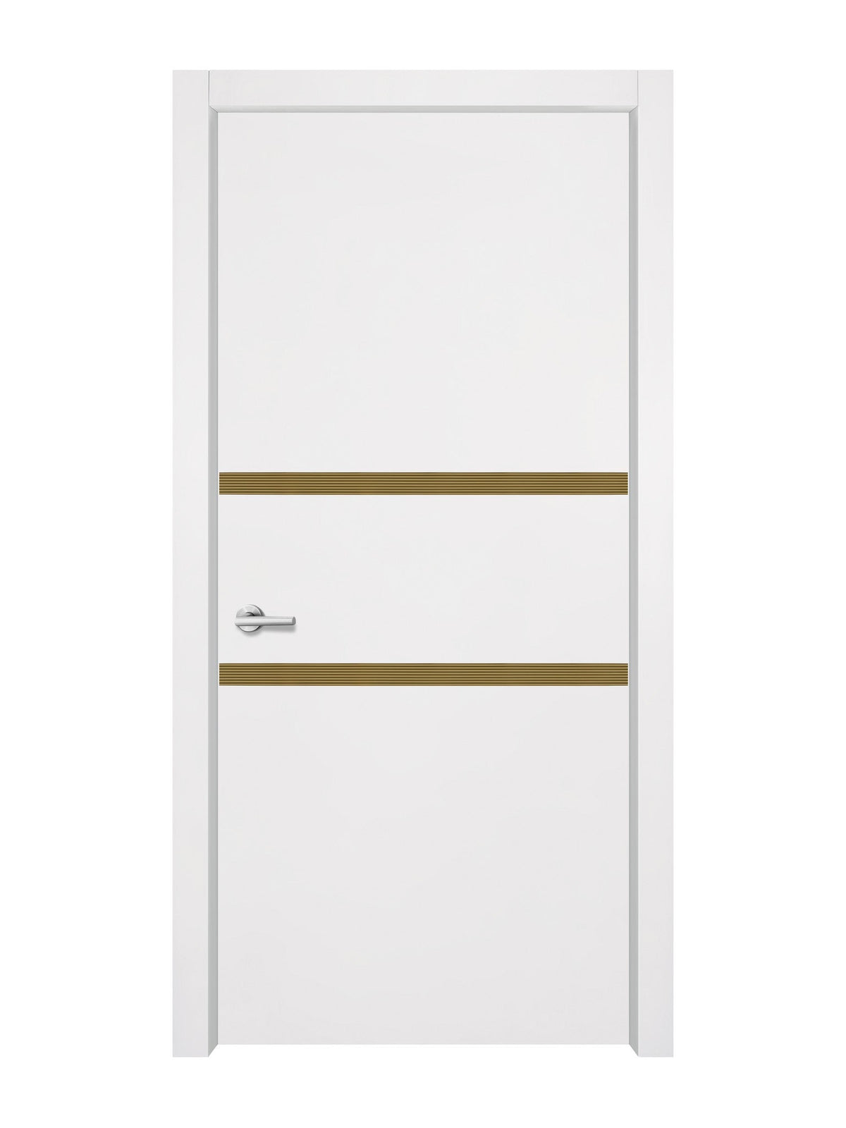 Glacier White Interior Double Door Slabs - Elevar 2N Inlay Design in Gold epoxy