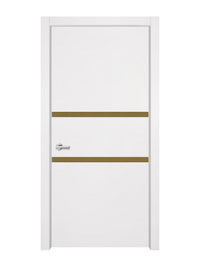 Glacier White Interior Double Door Slabs - Elevar 2N Inlay Design in Gold epoxy