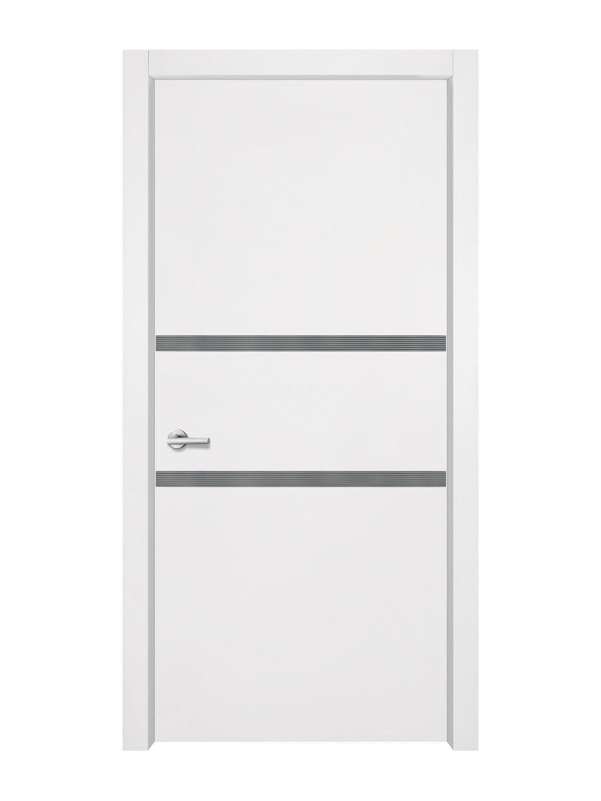 Glacier White Interior Double Door Slabs - Elevar 2N Inlay Design in Gray epoxy