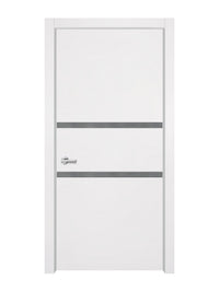 Glacier White Interior Double Door Slabs - Elevar 2N Inlay Design in Gray epoxy