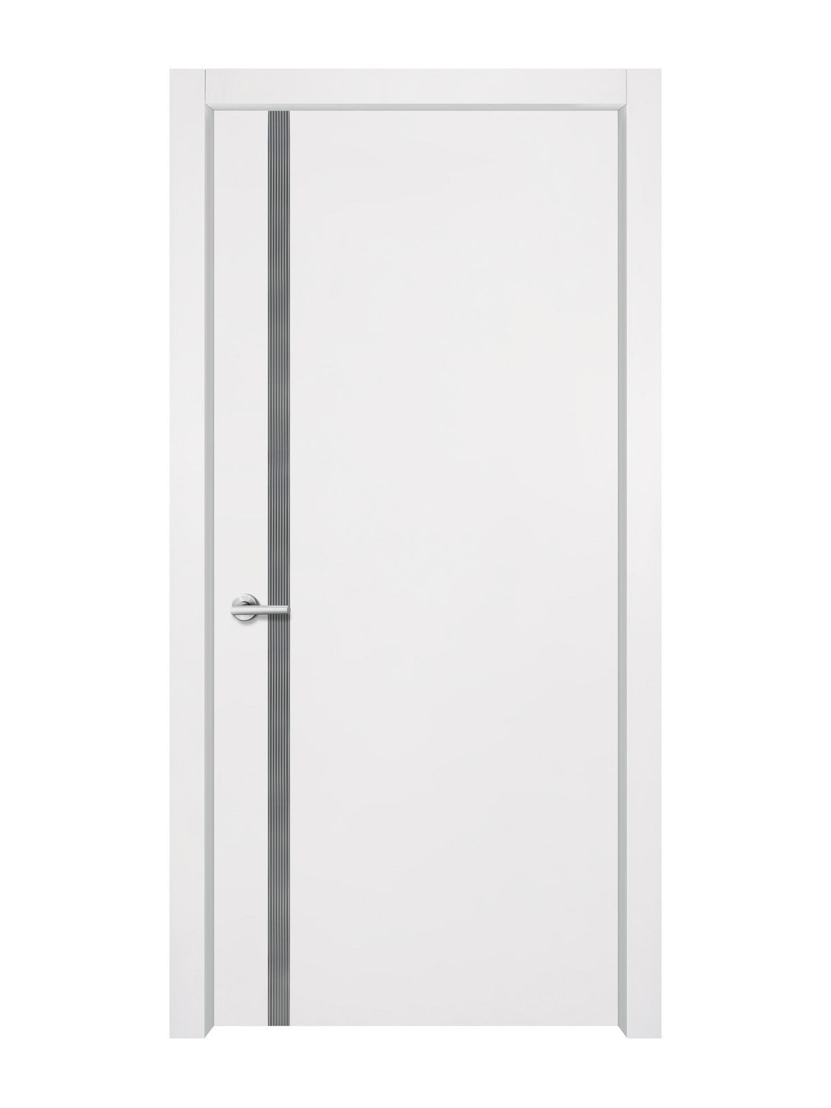 Glacier White Interior Double Door Slabs - Aliyah 1L Inlay Design in Gray epoxy