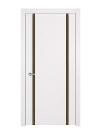 Glacier White Interior Double Door Slabs - Aliyah 2 Inlay Design in Bronze epoxy