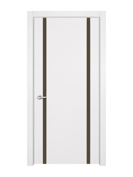Glacier White Interior Door Slab - Aliyah 2 Inlay Design in Bronze epoxy