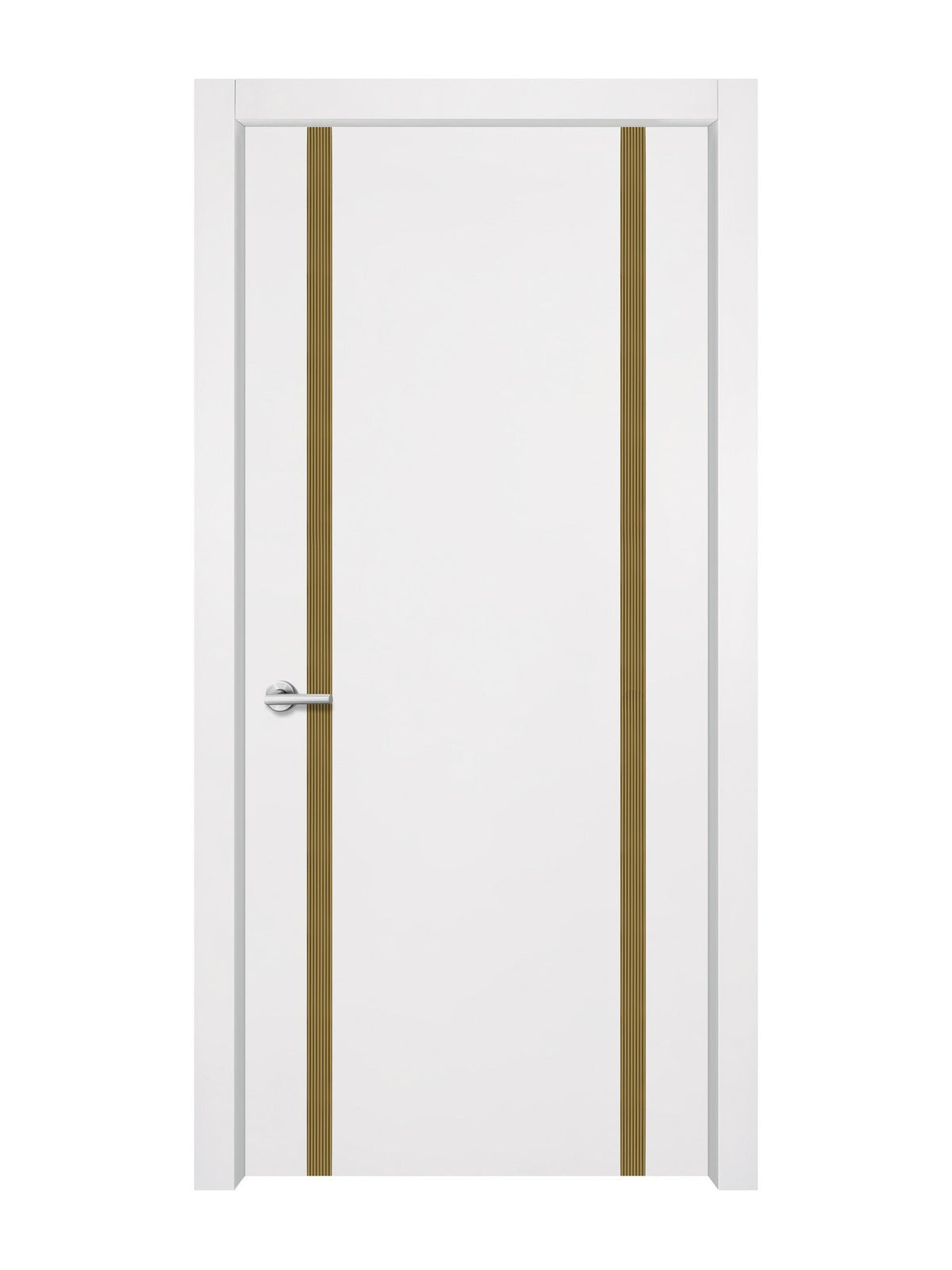 Glacier White Interior Double Door Slabs - Aliyah 2 Inlay Design in Gold epoxy