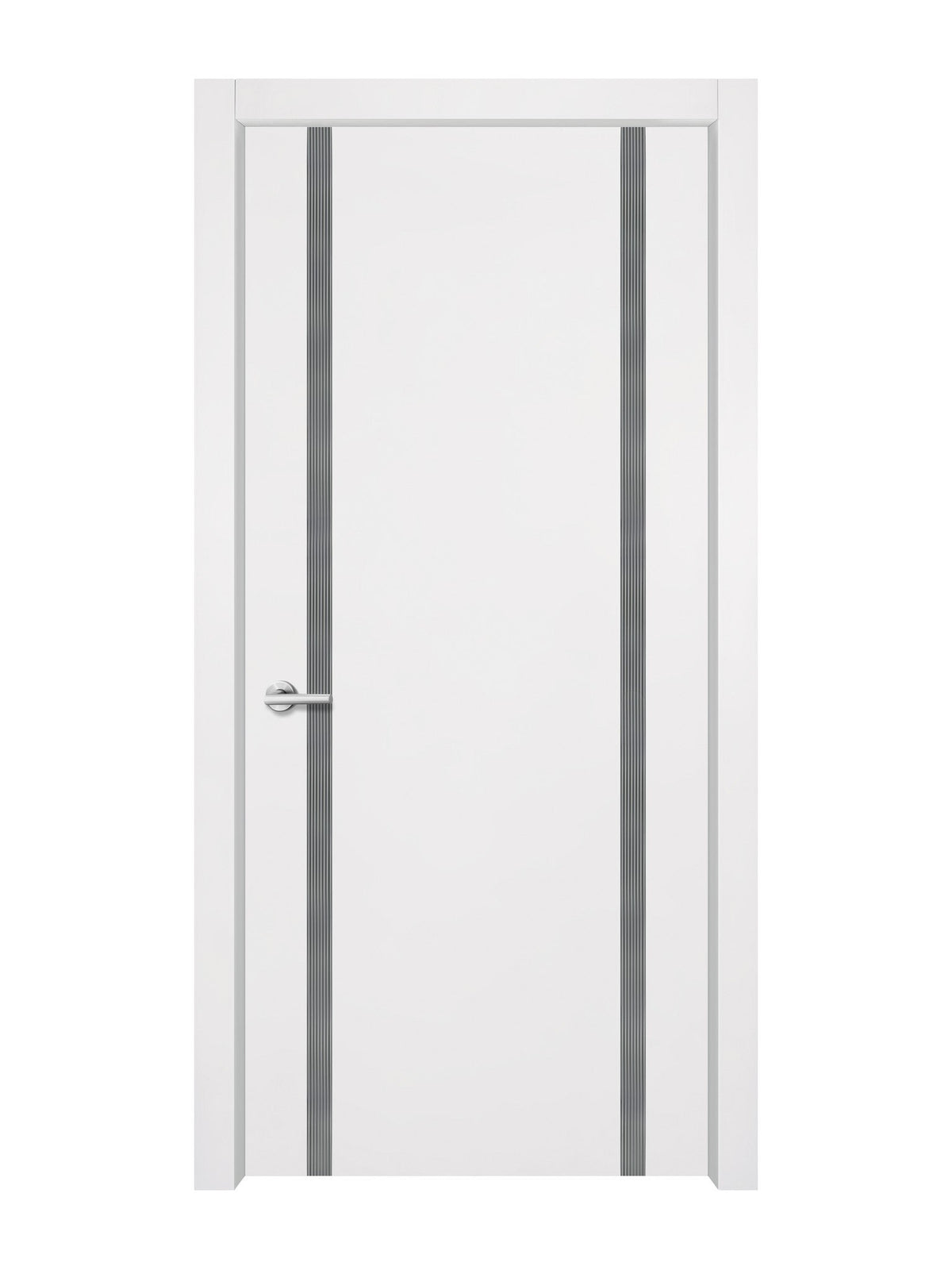 Glacier White Interior Double Door Slabs - Aliyah 2 Inlay Design in Gray epoxy