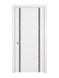Glacier White Interior Double Door Slabs - Aliyah 2 Inlay Design in Gray epoxy