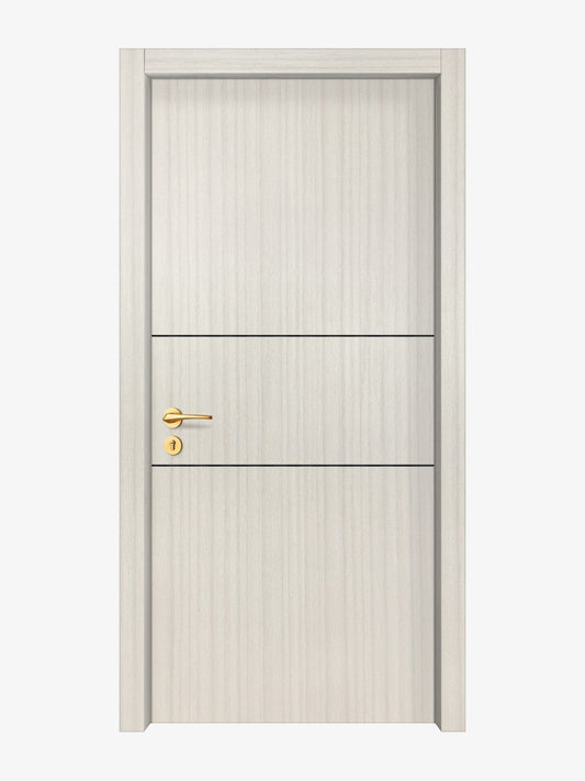 Ivory Oak  Interior Door Slab - Elevar 2N Concave Design in Black Pearl epoxy