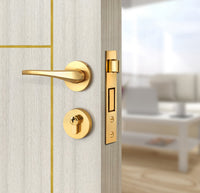 Ivory Oak  Interior Door Slab - Scala 3 Concave Design in Solar Gold epoxy, angled view