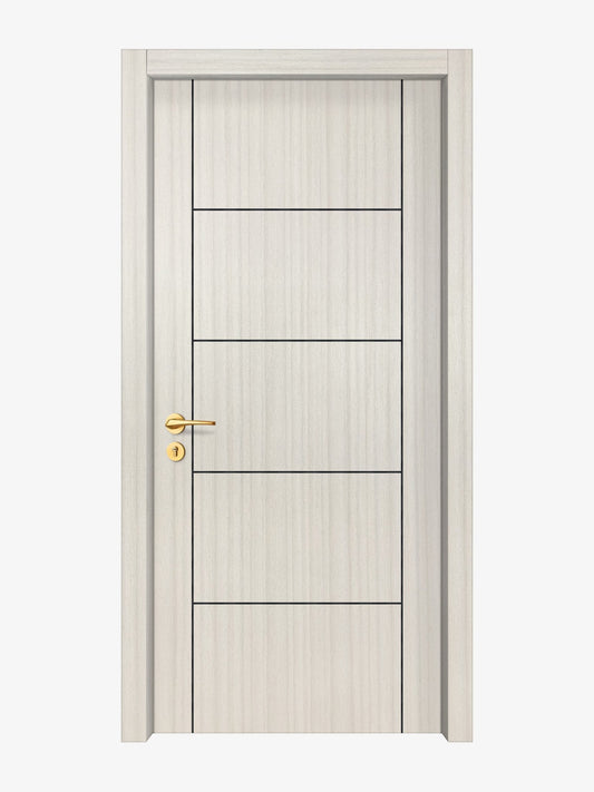 Ivory Oak  Interior Door Slab - Scala 4 Concave Design in Black Pearl epoxy