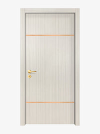 Ivory Oak  Interior Door Slab - Elevar 2W Inlay Design in Brushed Rose Gold epoxy