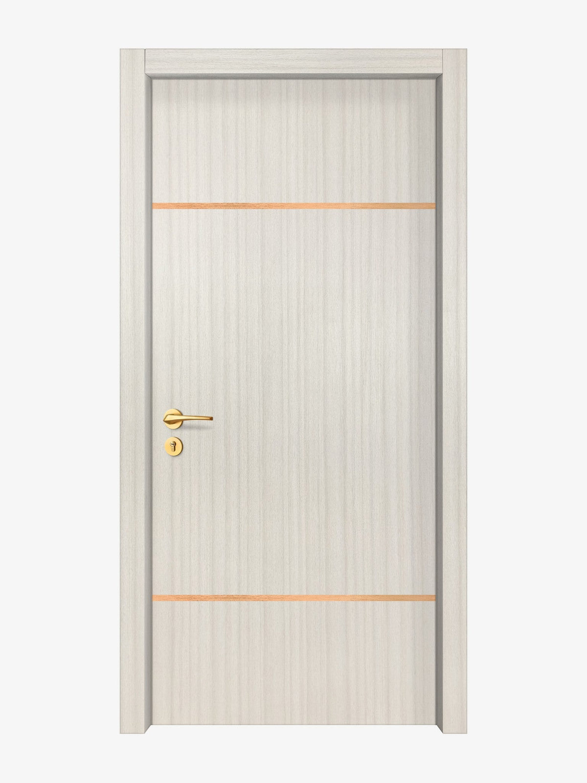 Ivory Oak  Interior Double Door Slabs - Elevar 2W Inlay Design in Brushed Rose Gold epoxy
