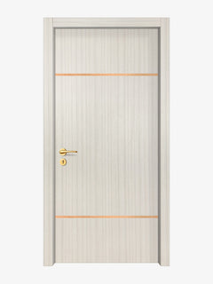 Ivory Oak Interior Double Door Slabs - Elevar 2W Inlay Design (I2001)