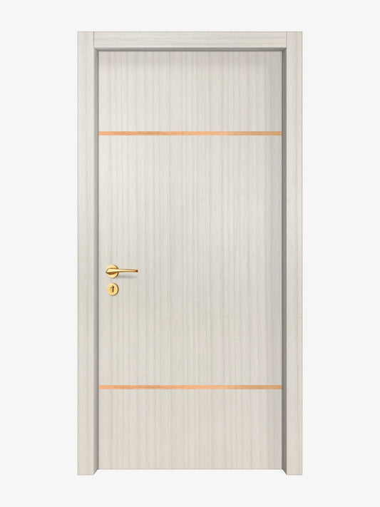 Ivory Oak  Interior Double Door Slabs - Elevar 2W Inlay Design in Brushed Rose Gold epoxy