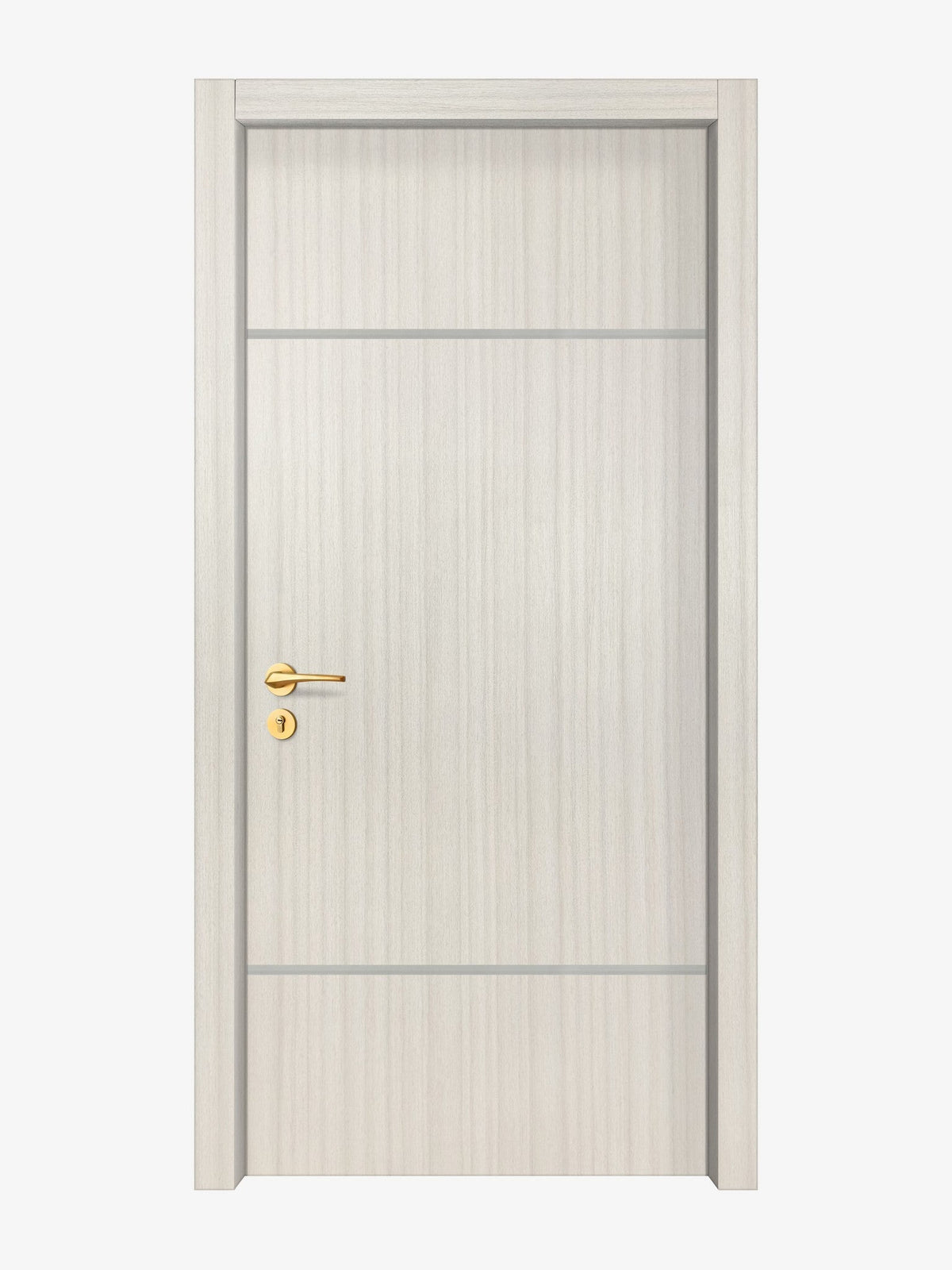 Ivory Oak  Interior Door Slab - Elevar 2W Inlay Design in Satin Silver epoxy