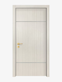 Ivory Oak  Interior Door Slab - Elevar 2W Inlay Design in Satin Silver epoxy